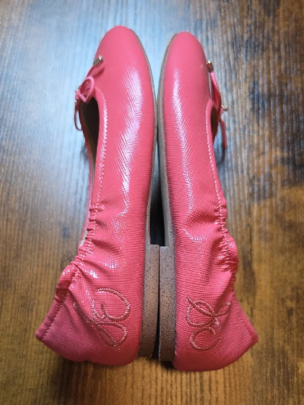 Girls Pink Ballet Flats with Bow Accent
